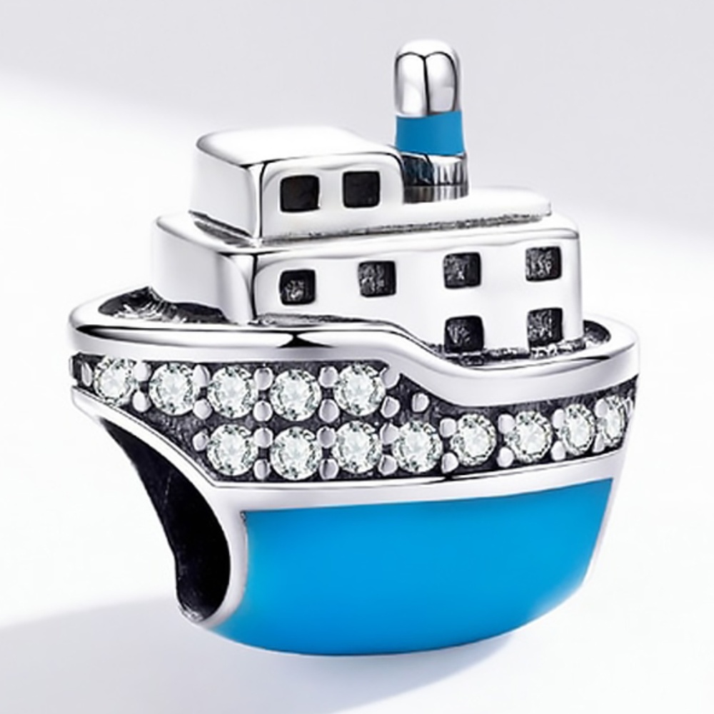 925 Sterling Silver Vacation Cruise Ship Charm Bead